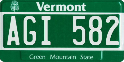 VT license plate AGI582