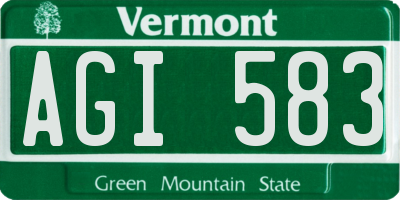 VT license plate AGI583