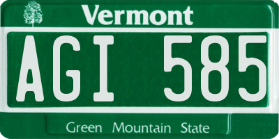 VT license plate AGI585