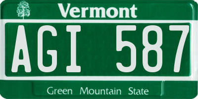 VT license plate AGI587