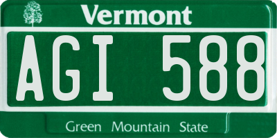VT license plate AGI588