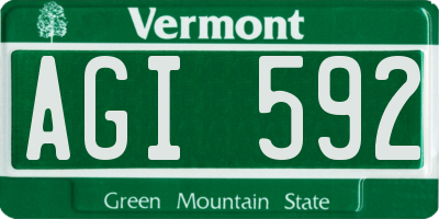 VT license plate AGI592