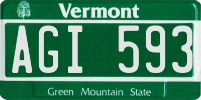 VT license plate AGI593