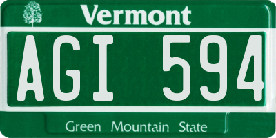 VT license plate AGI594