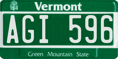 VT license plate AGI596