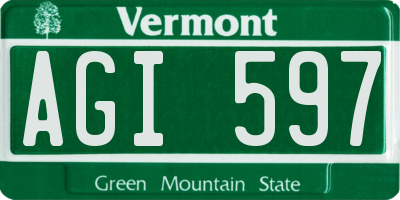 VT license plate AGI597