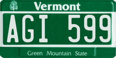 VT license plate AGI599