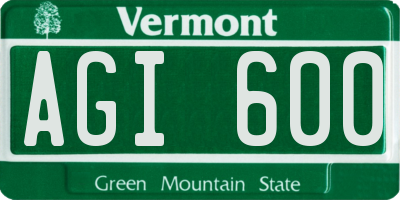 VT license plate AGI600