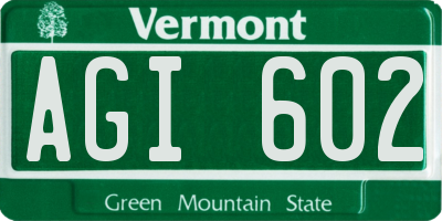 VT license plate AGI602