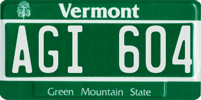 VT license plate AGI604