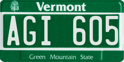 VT license plate AGI605