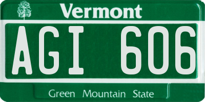 VT license plate AGI606