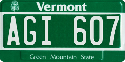 VT license plate AGI607