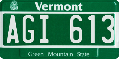 VT license plate AGI613