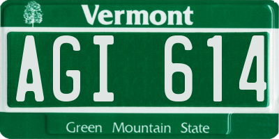 VT license plate AGI614