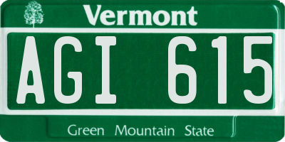 VT license plate AGI615
