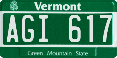 VT license plate AGI617