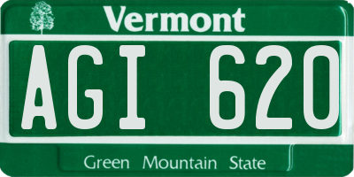 VT license plate AGI620