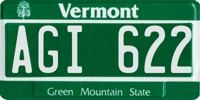 VT license plate AGI622