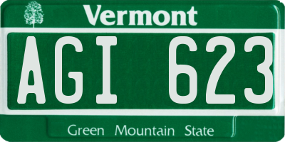VT license plate AGI623