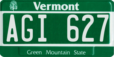 VT license plate AGI627