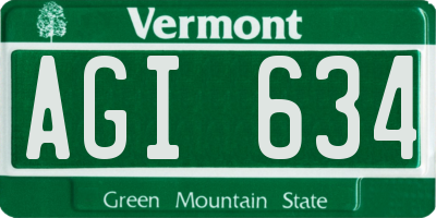 VT license plate AGI634