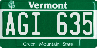 VT license plate AGI635