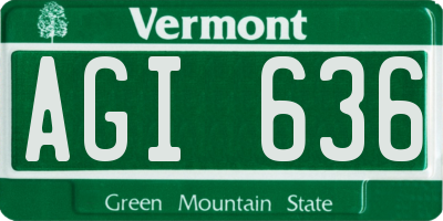 VT license plate AGI636
