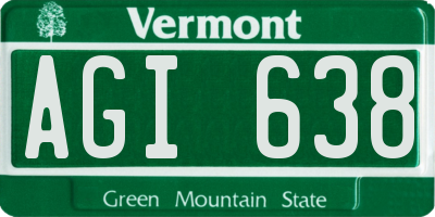 VT license plate AGI638