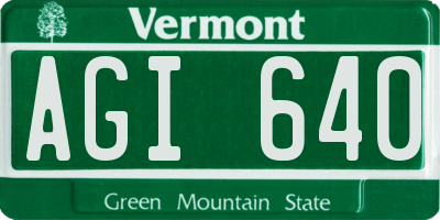 VT license plate AGI640