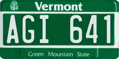 VT license plate AGI641