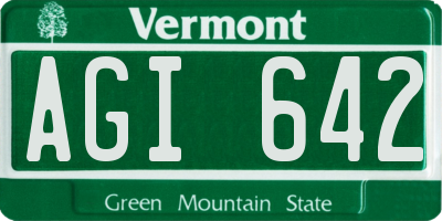VT license plate AGI642