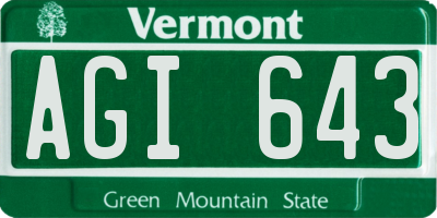 VT license plate AGI643