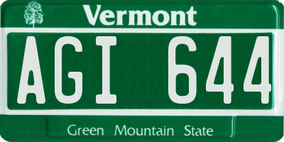 VT license plate AGI644