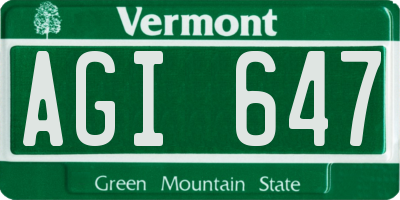 VT license plate AGI647