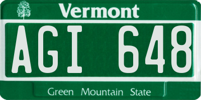 VT license plate AGI648