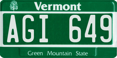 VT license plate AGI649