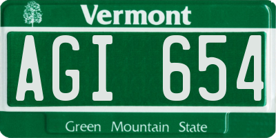 VT license plate AGI654
