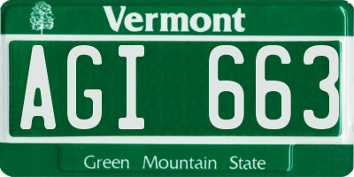VT license plate AGI663