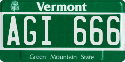 VT license plate AGI666