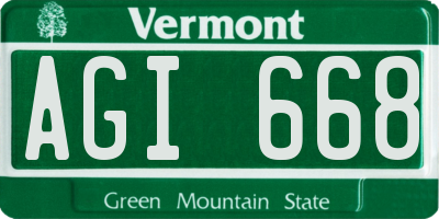 VT license plate AGI668