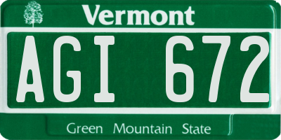 VT license plate AGI672