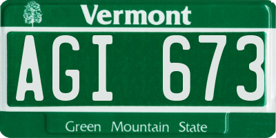 VT license plate AGI673
