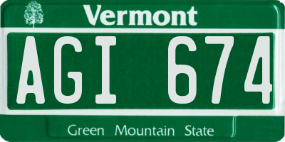 VT license plate AGI674