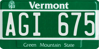 VT license plate AGI675