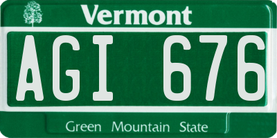 VT license plate AGI676