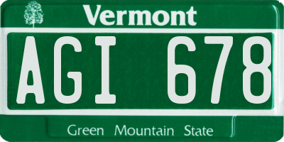 VT license plate AGI678