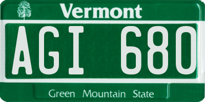 VT license plate AGI680