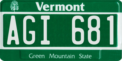 VT license plate AGI681