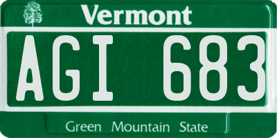 VT license plate AGI683